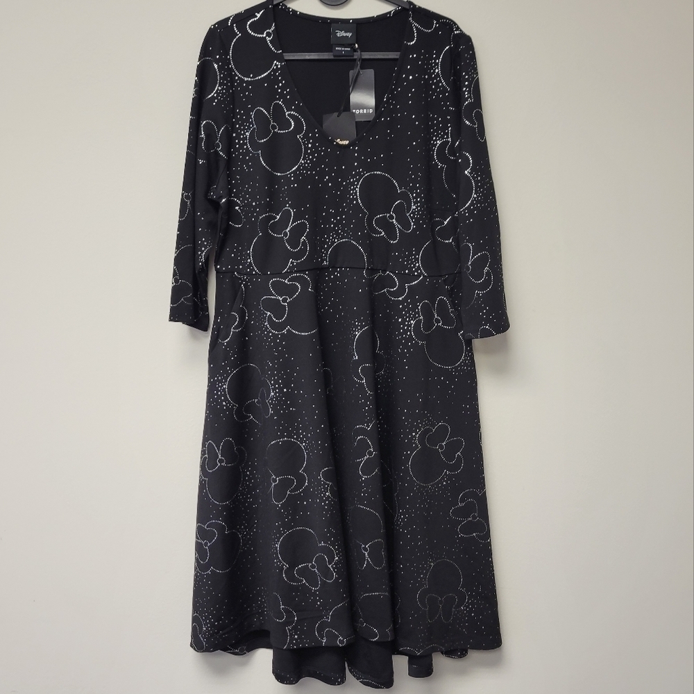 Torrid Minnie Mouse high low Skater dress Disney Black 1X - Picture 4 of 10